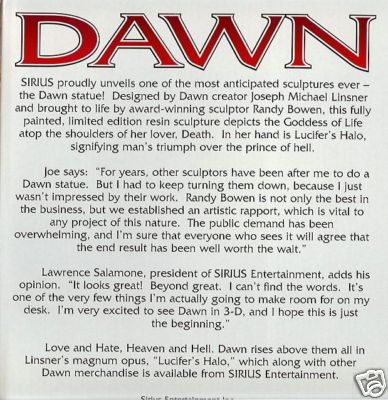 DAWN STATUE(LIMITED). {NOTE Scroll down pass the pictures/scans 
