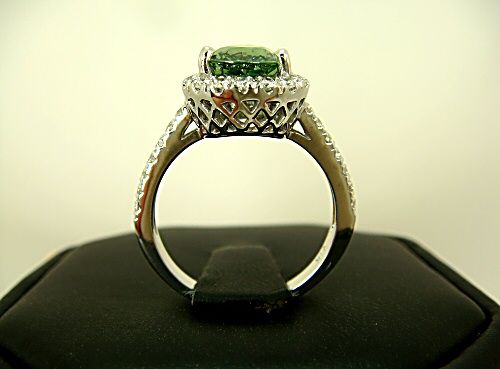 78CT VVS DEMANTOID GARNET W/ .68CTW OF 42 WHITE DIAMONDS ENGAGEMENT 