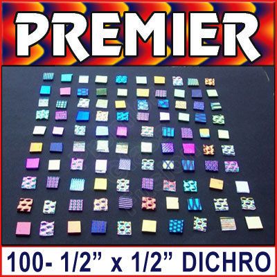 100   1/2 x 1/2 Assorted Dichroic Glass , 90 COE  