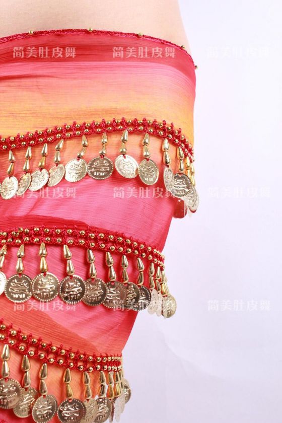   Golden Coins Belly Dance Dancing Costume Belt Hip Scarf #15  