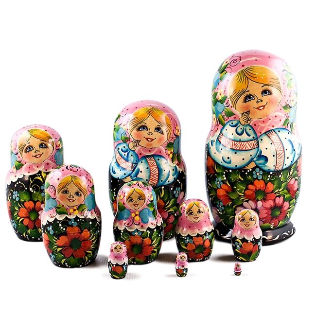 Matryoshka, Matreshka, Set of 10 pcs/11  Marya Russian Nesting Dolls 