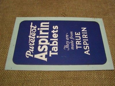 Vintage Asprin Sign  Antique Old Signs Medicine Drug  