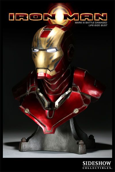 Sideshow Iron Man   Mark III Battle Damaged Bust  