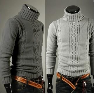 Mens classic Irregular shape high collar sweater winter sweater Lapel 