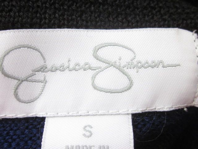 JESSICA SIMPSON Black Blue Striped Sweater Sz S  