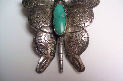   Sterling Silver and Turquoise Butterfly Pin Brooch LARGE  