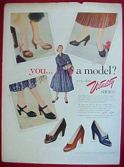 1950s Full Page Magazine Ad Vitality Womens Shoes  