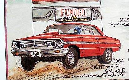 FORD POSTER FASTEST FIVE FACTORY DRAG CARS 60S MINT  