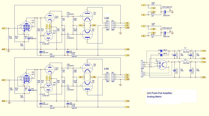 2A3 6SN7 6SJ7 Push Pull Tube Amplifier Kit (Stereo)  