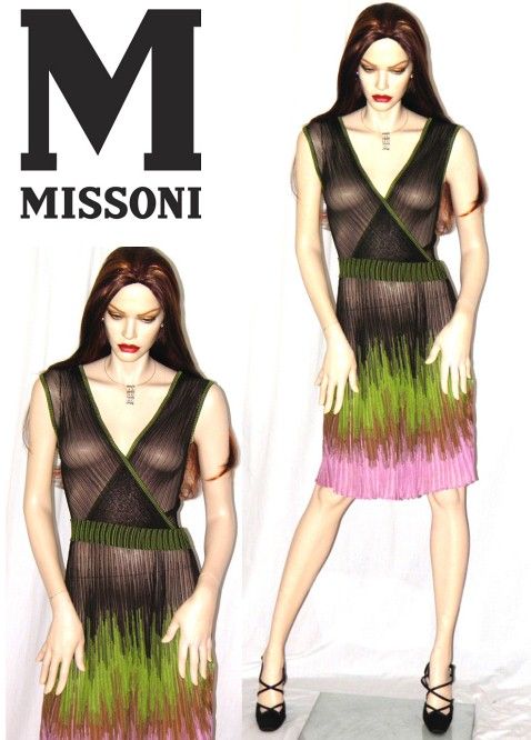 MISSONI NEW $1K Sheer Varigated Knit Dress NWT Sz 10 46  