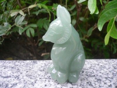 Hand Carved Green Jade Gemstone Fox Figurine S5526  