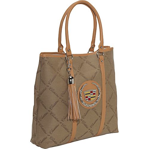 Ashley M Cadillac Monogram Tote Bag   Beige  