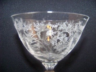   Fostoria Chintz Champagne Saucer 5 1/8 Etched Crystal Stemware Glass