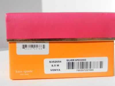 NEW $225 KATE SPADE VONYA SANDALS US 8.5 SILVER SHOES MINOR COSMETIC 
