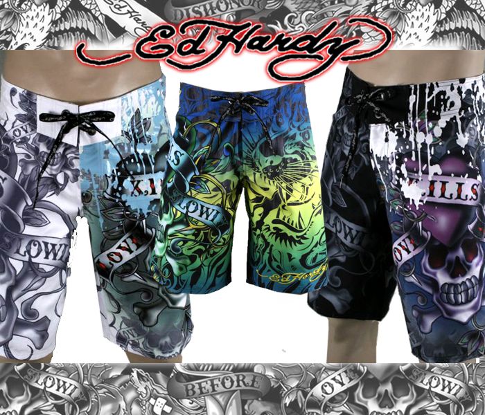 ED Hardy BOARD SHORTS swim trunks LOVE KILLS SLOWLY  