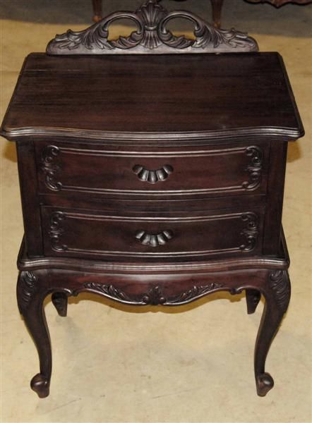   Mahogany Two Drawer Night Stand. Nice french style Cabriole legs