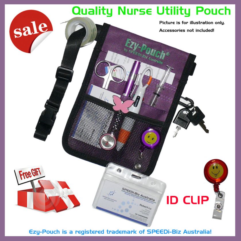   PURPLE Ezy Pouch® Nurse Pouch Bag Pocket + Free Key Ring & ID Clip