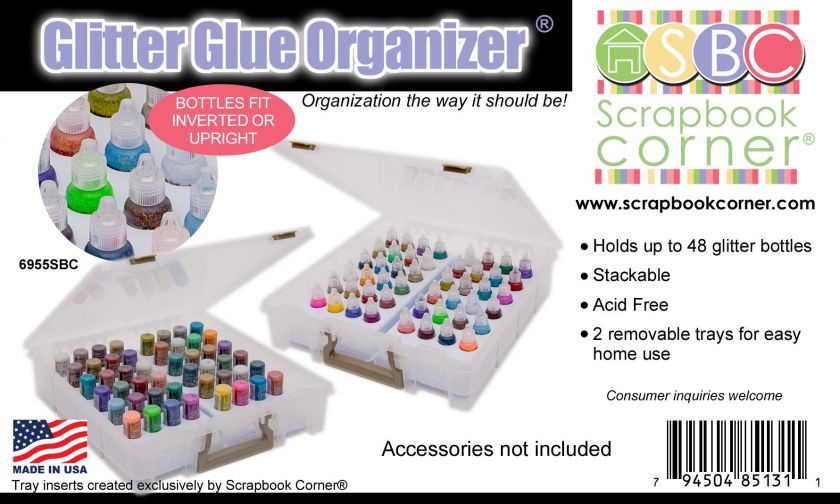 Stickles Glitter Glue Organizer Holds 48 Glue Bottles Inverted or 