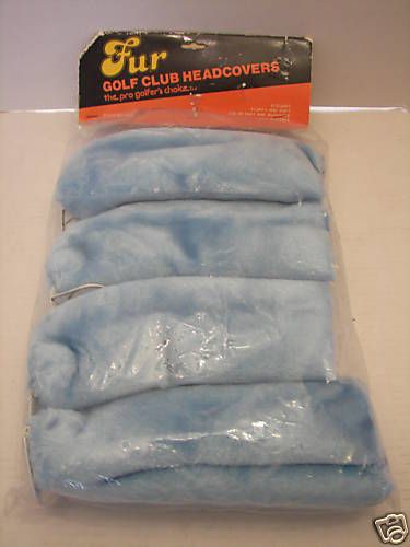 FUR GOLF CLUB HEADCOVERS 1, 3, 5, X, POWDER BLUE NISP  