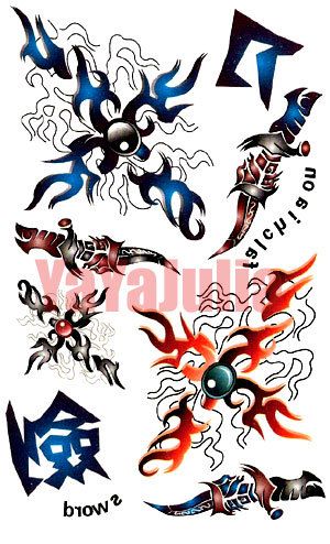 Sheet Sword Tribal Temporary Tattoos Lot A3  