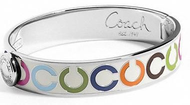 NWT Coach HALF INCH OP ART HINGED BANGLE PINK Gold $98 94808  