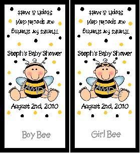 BUMBLE BEE BOY OR GIRL PERSONALIZED BABY SHOWER FAVORS  
