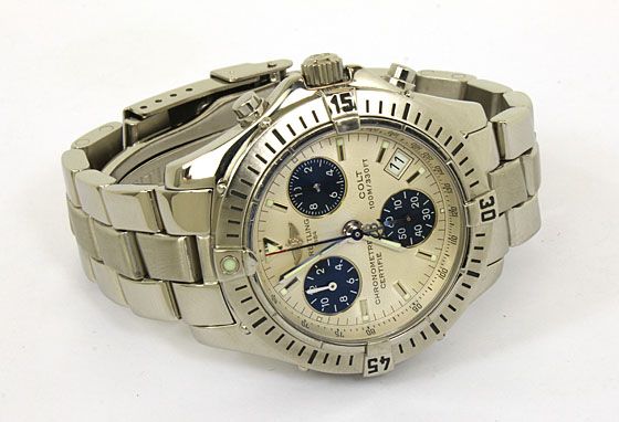 BREITLING COLT STAINLESS STEEL A73350 CHRONOGRAPH QUARTZ 100M WATCH 