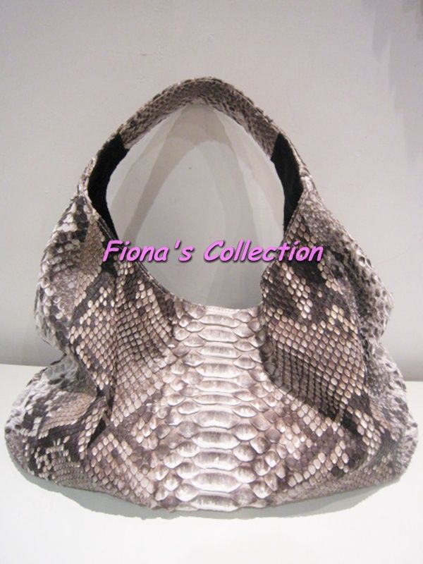 LARGE PYTHON HOBO BAG PURSE HANDBAG ~ NATURAL  