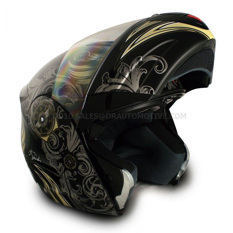 VCAN MOTORCYCLE HELMET DOT NEW V210 AVIATOR/BLACK M  