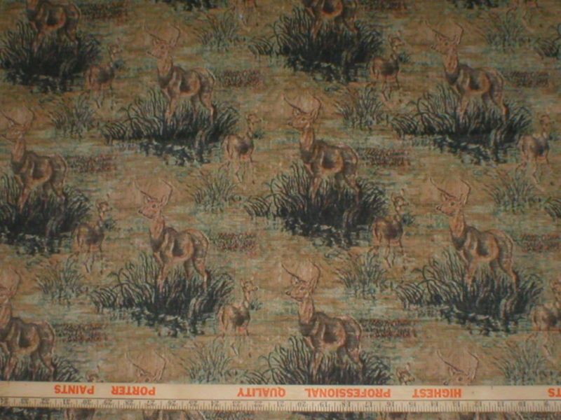 BUCK AND DOE DEER FIELD SCENIC~COTTON FABRIC  