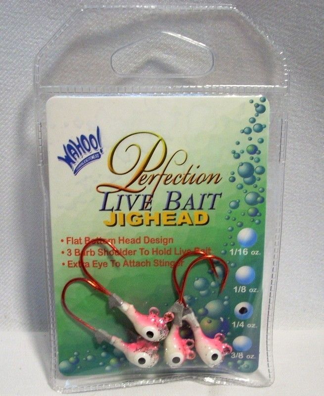 Package of 4 Wahoo Perfection Live Bait Jigheads Glo Pink Jigs Lures 1 