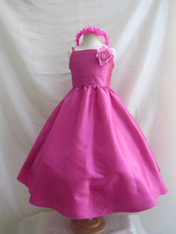 Fuschia christmas flower girl party formal dress 1 14  