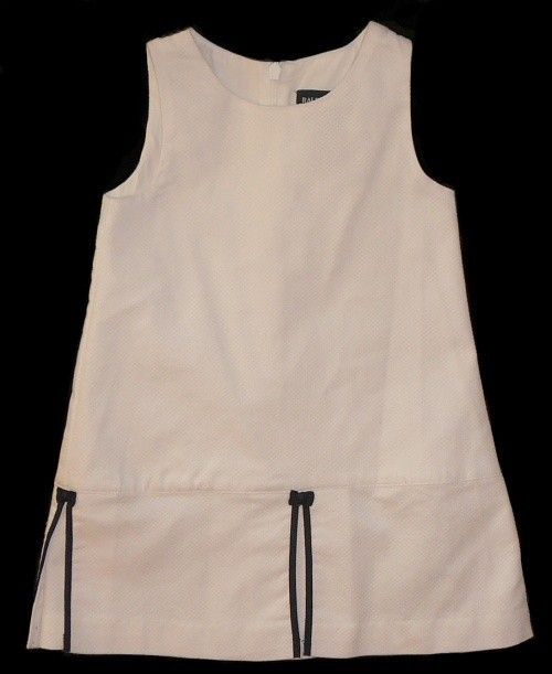 Ralph Lauren Baby girl White Pique Dress Sundress Sun Navy bow 18 m 