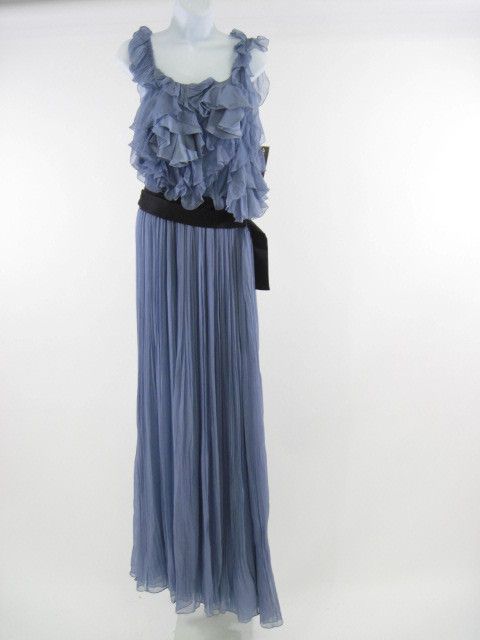 NWT Y & KEI Light Blue Pleated Chiffon Gown Sz 12 $3105  