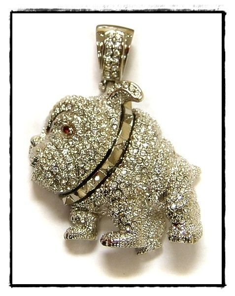 Hip Hop Bulldog Pendant 5028S w/necklace 36 4mm wide Franco Chain 