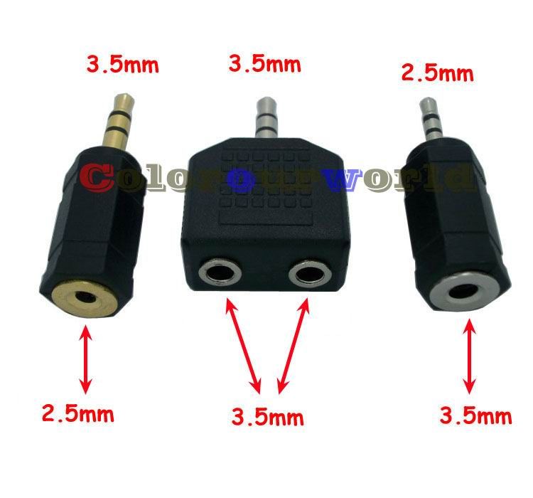 to 3.5mm 2.5 3.5 Audio Headphone Y Splitter Adapter  