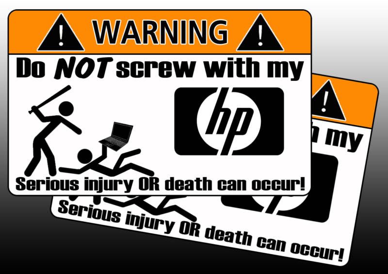 HP Laptop Sticker Warning Decal Netbook Computer  