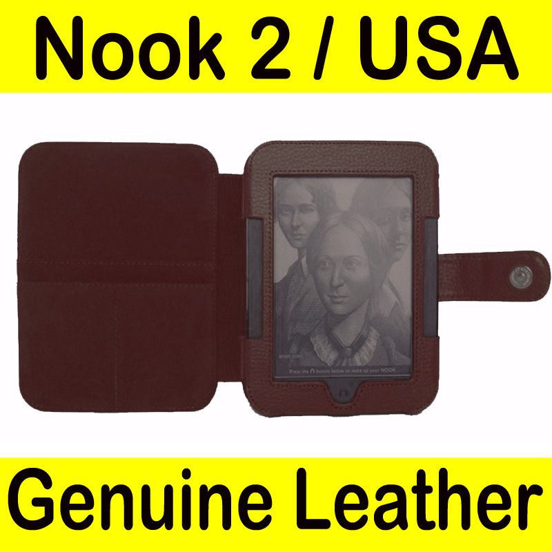 Barnes Noble Nook 2 2nd Genuine Leather Case Cover BRN  