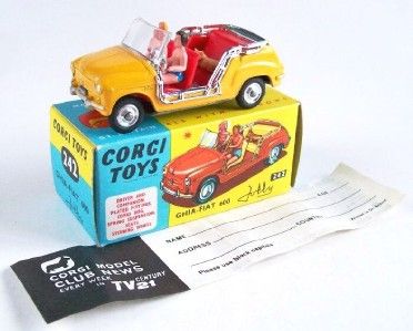 CORGI 242 GHIA FIAT 600 JOLLY, YELLOW, 1966, VERY RARE, MIB  