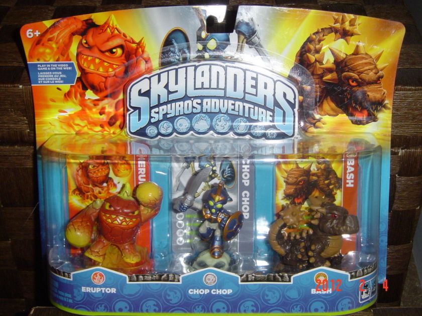 ERUPTOR~CHOP CHOP~BASH~~SKYLANDERS 3 PACK~SPYROS SKYLANDER~XBOX/WII 