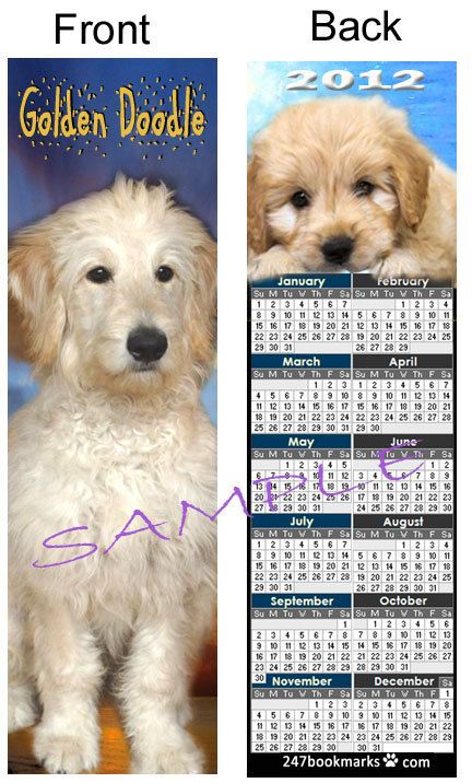 GOLDEN DOODLE 2012 CALENDAR BOOKMARK Goldendoodle Retriever Dog Book 