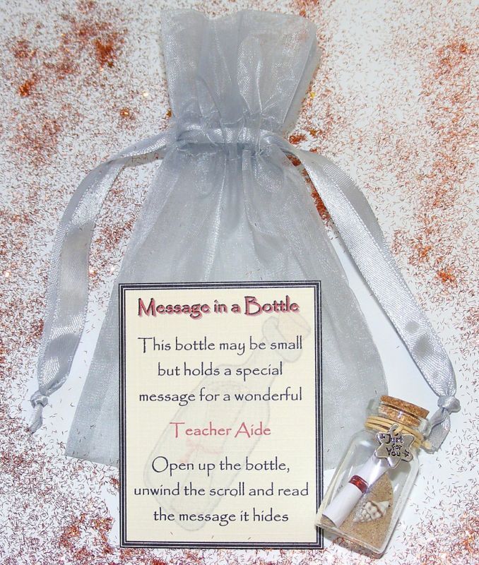 Personalised Teacher Aide Thank You Message Bottle Gift  