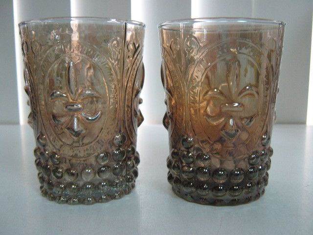 pressed glass tumblers irridescent  