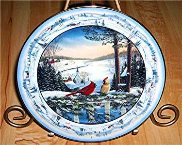 Pinegroves Winter Cardinals Bird BRADFORD Plate  