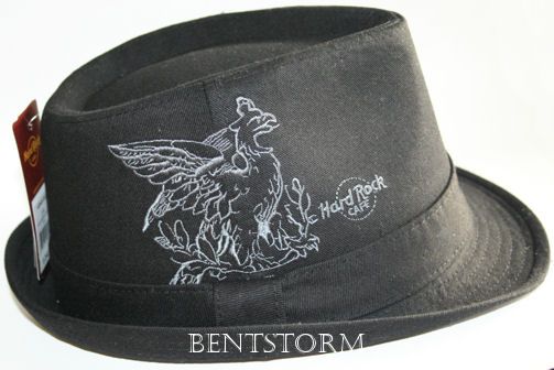 Hard ROCK CAFE HONOLULU HAWAII FEDORA GRIFFIN BIRD EAGLE LION BLACK 