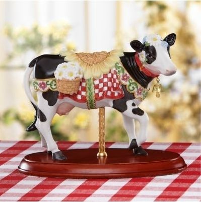 Lenox The Carousel Cow Horse Holstein Hefer Black/White Sunflower 