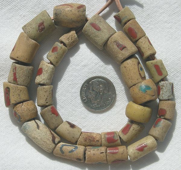 strand of old akoso powder glass beads ghana 2  