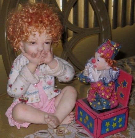 OOAK JANE BRADBUY CERNIT ARTIST DOLL TODDLER WITH JACK IN BOX1   