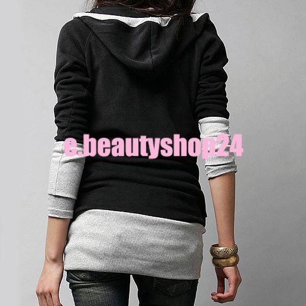 Black & Gray Women Girls Korean Long Sleeves T shirt Clothes  