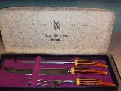 CROWN CREST SHEFFIELD STAINLEES STEEL 3 pc. ENGLAND NIB.  